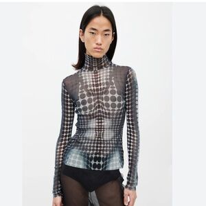 Jean Paul Gaultier Nylon Polka Dot Print Top